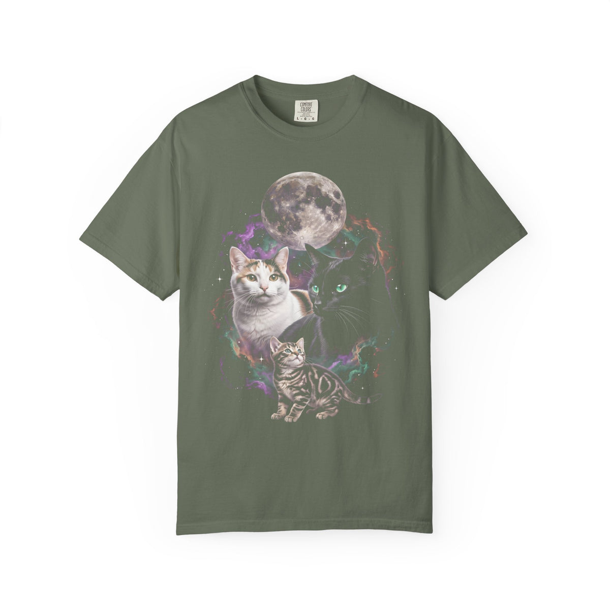 Cosmic Galaxy Cats Classic Tee | Celestial Moon | Space Nebula
