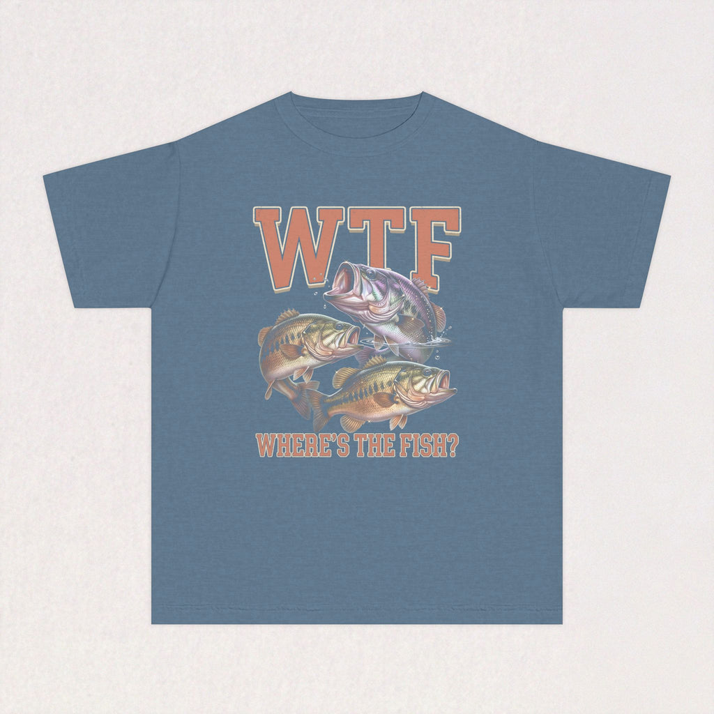 WTF (Where's The Fish?) Youth Fishing Kids Tee