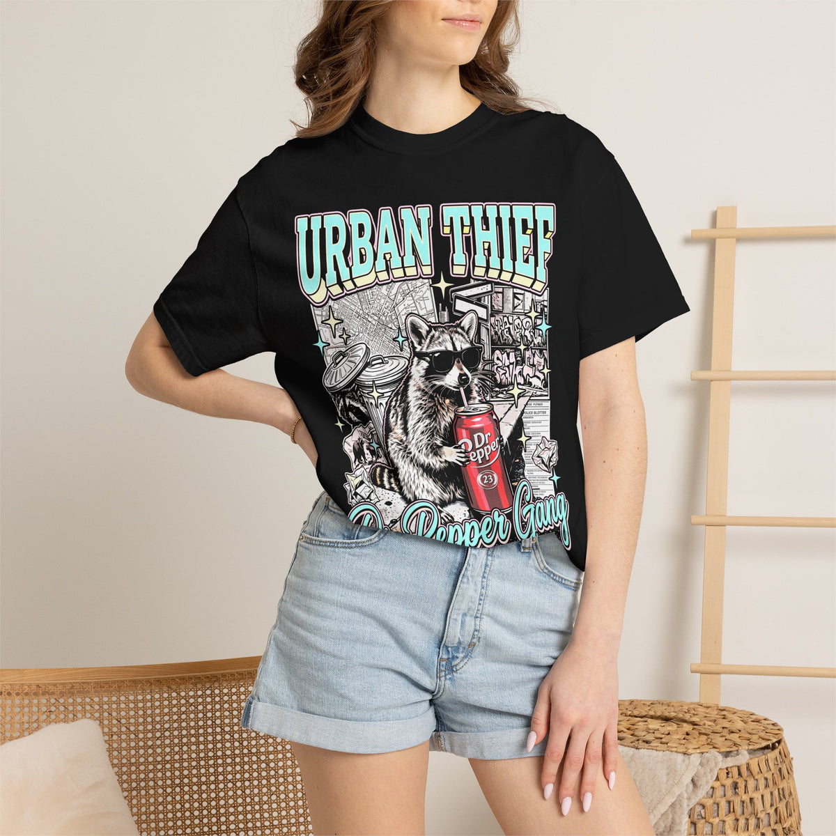 Urban Thief Raccoon T-Shirt - Vintage Y2K Meme Graphic Tee