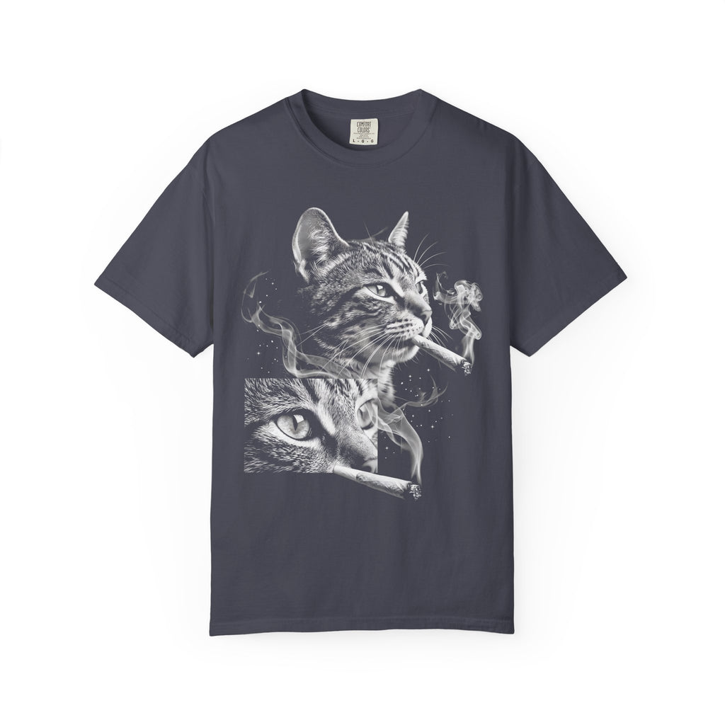 Cosmic Smoking Cat Classic Tee | Noir Space Art | Vintage Smoke