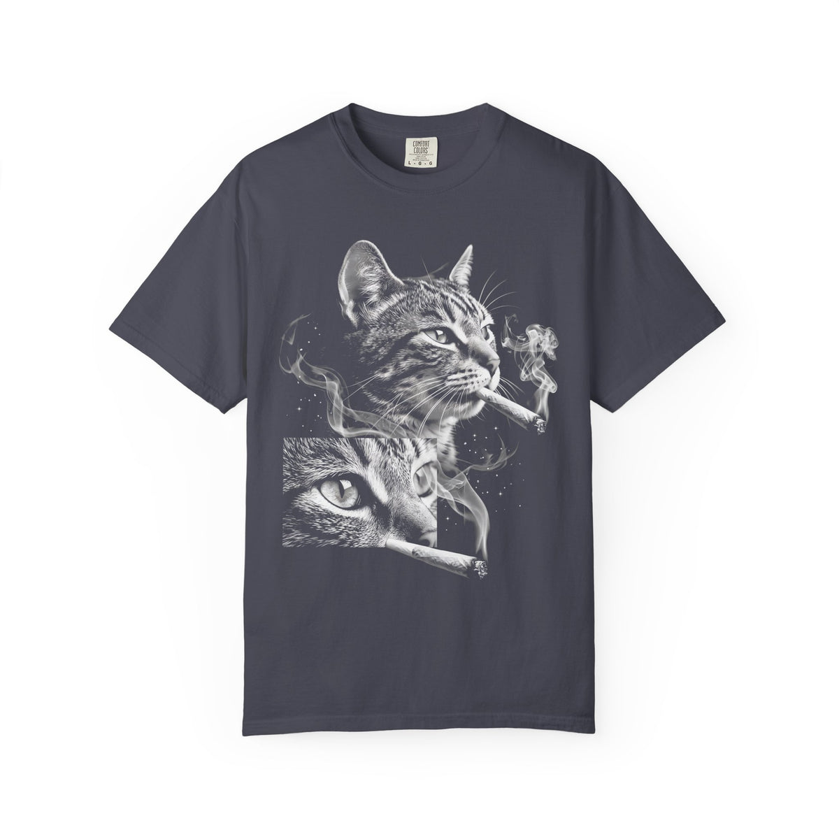 Cosmic Smoking Cat Classic Tee | Noir Space Art | Vintage Smoke