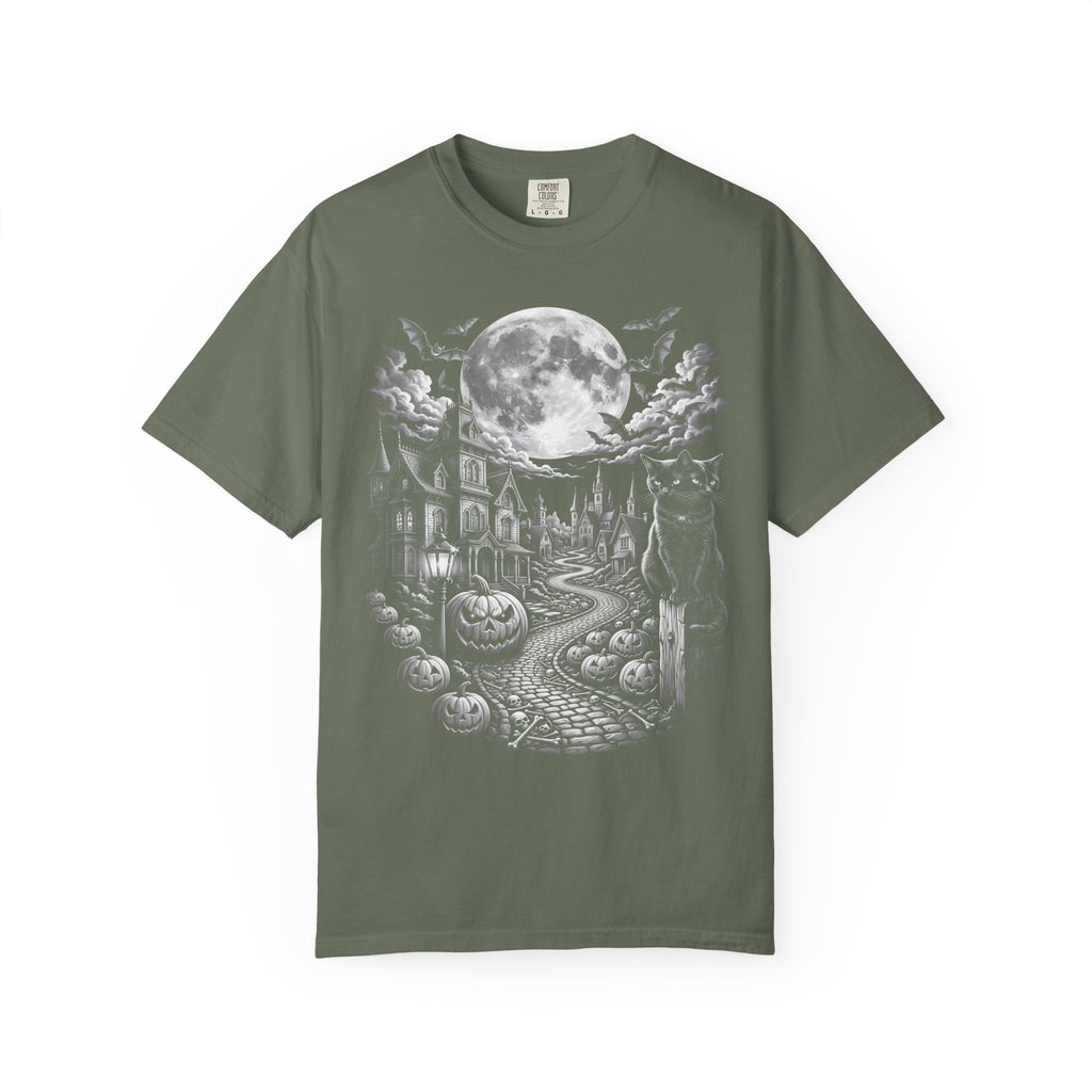 Halloween Haunted House Classic Tee | Spooky Black Cat Moon