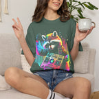 Neon DJ Raccoon Classic Tee | Synthwave Retro | Music Gift