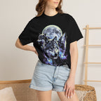 Wolf Pack Classic Tee | Galaxy Full Moon | Wildlife Nature