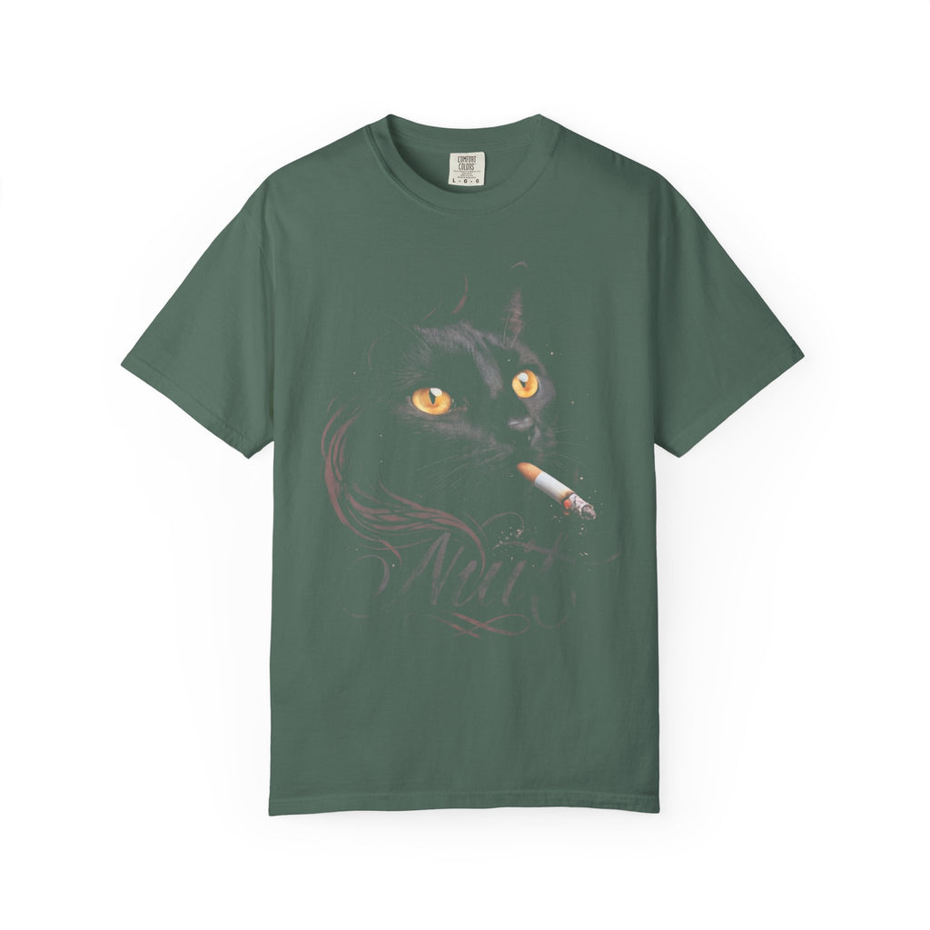 Nuit Black Cat Classic Tee | Edgy Vintage Art | Night Cigarette