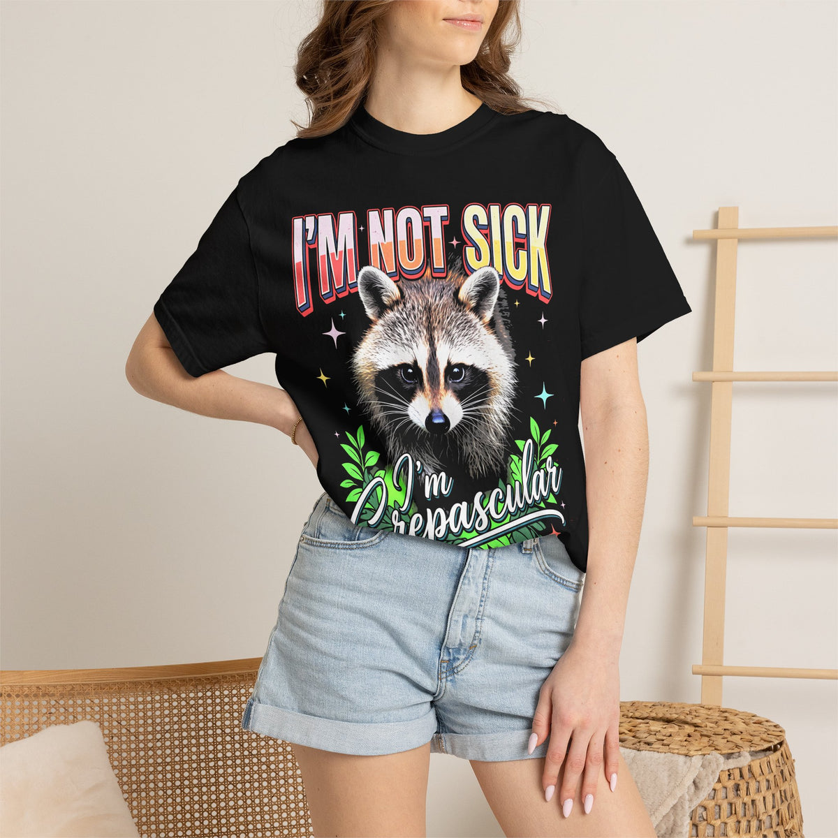 Im Not Sick Crepuscular Raccoon T-Shirt - 90s Retro Graphic Tee