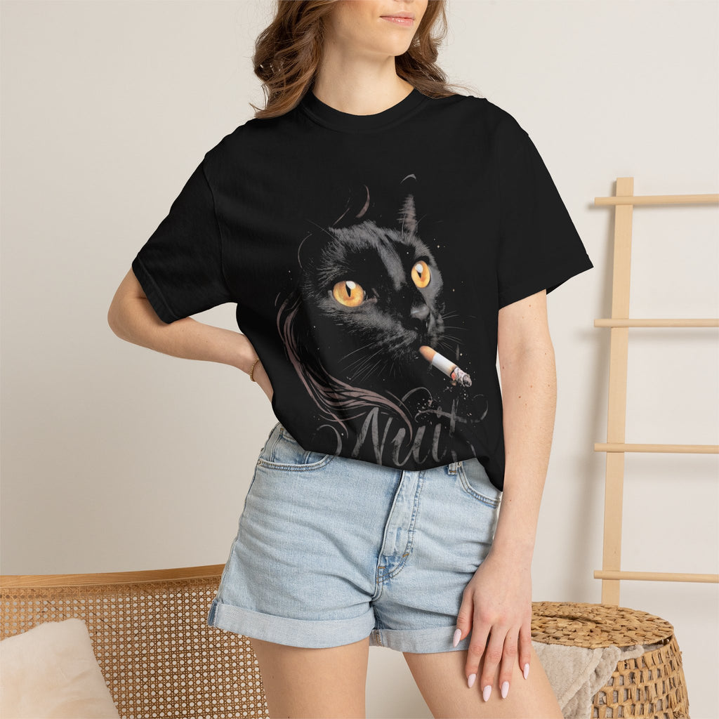 Nuit Black Cat Classic Tee | Edgy Vintage Art | Night Cigarette