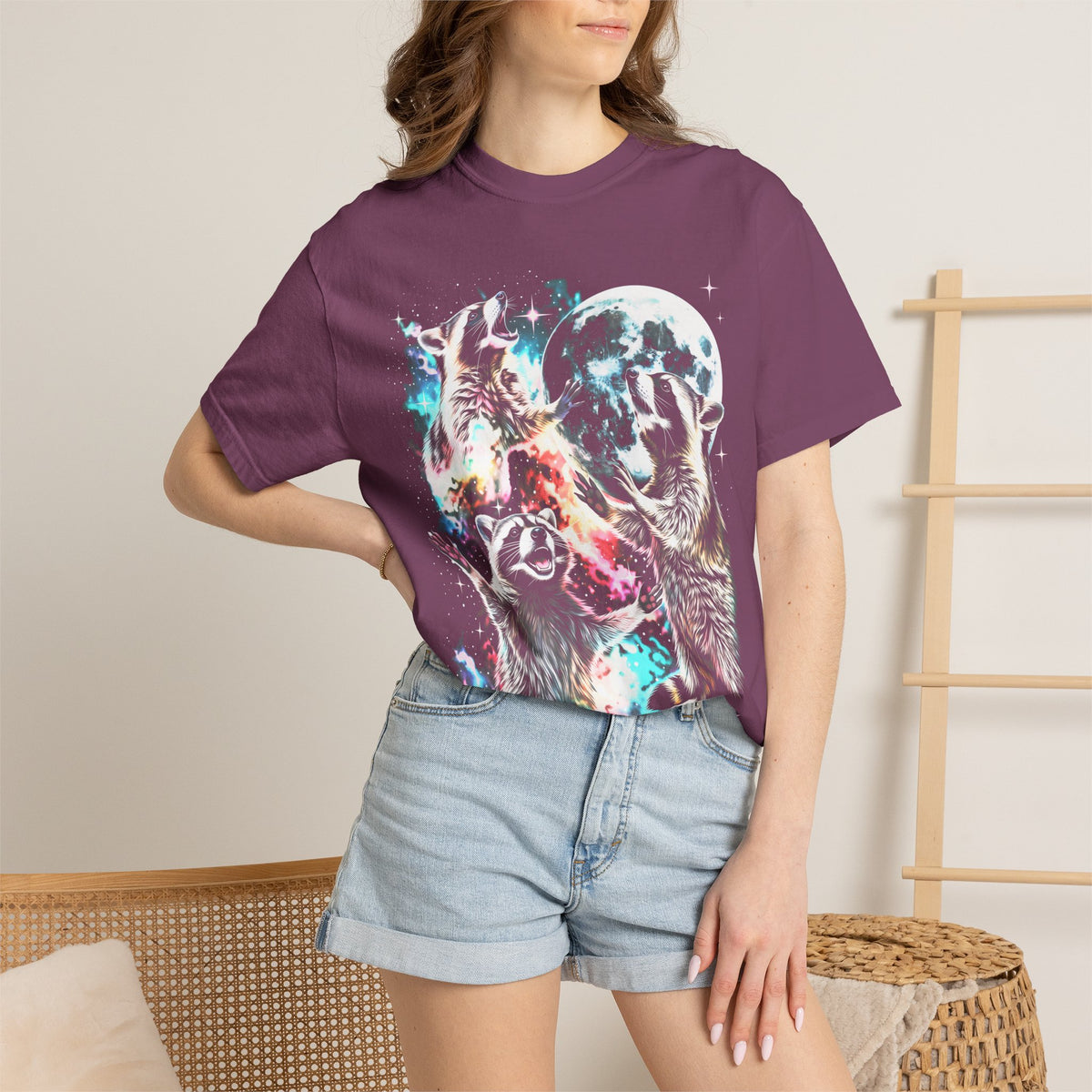 Space Raccoon Moon Classic Tee | Vintage Retro | Sci-Fi Gift