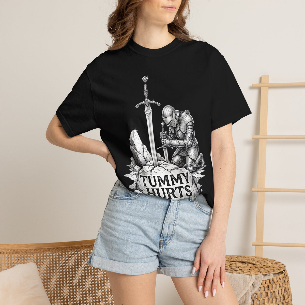 Tummy Hurts Classic Tee | Dark Fantasy | Kneeling Knight