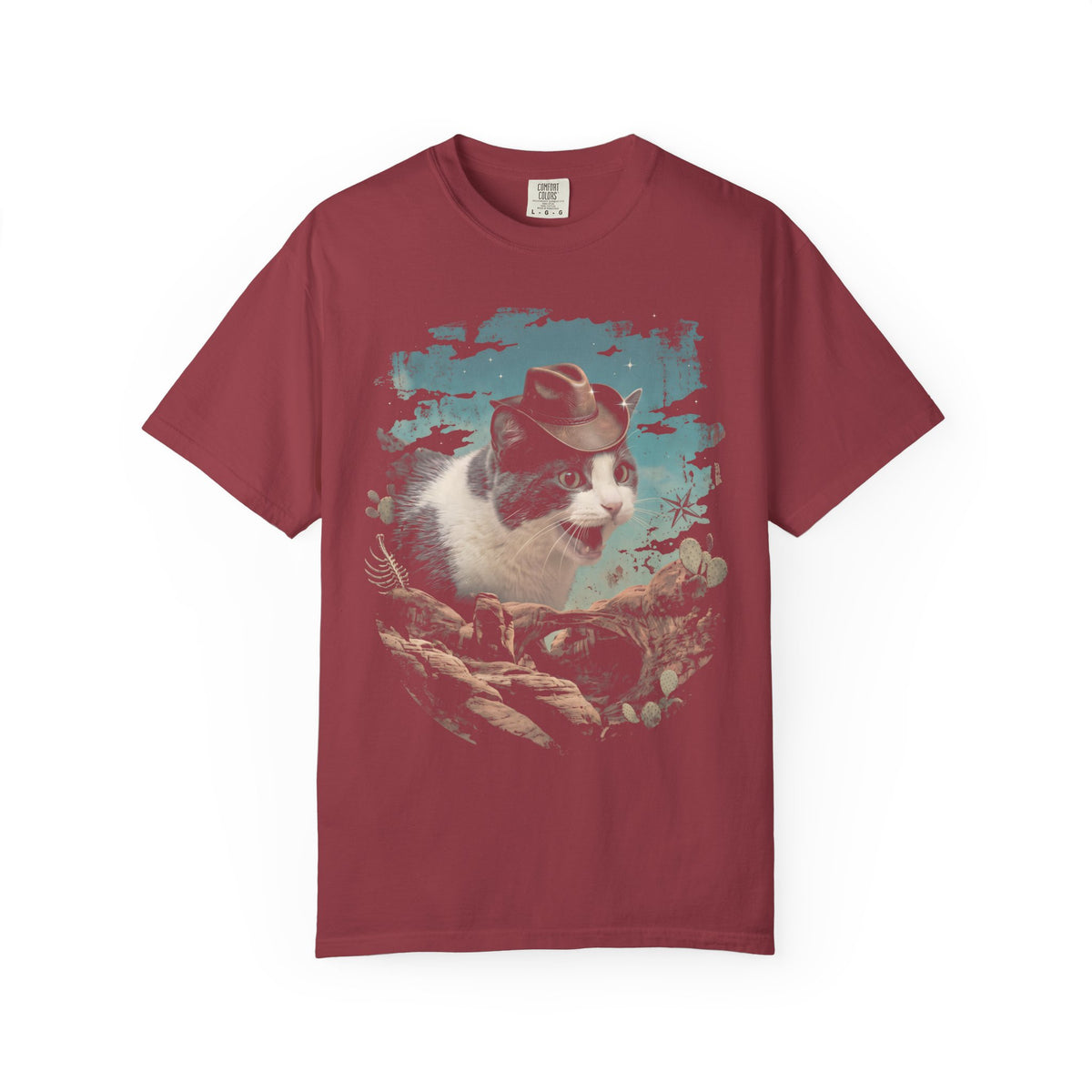 Screaming Meowboy Cat Classic Tee | Wild West Desert | Cactus