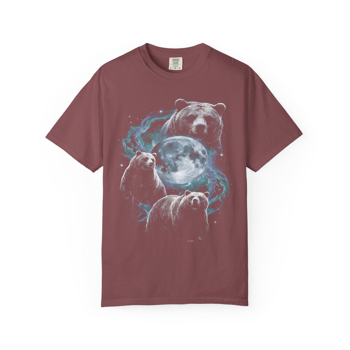 Three Grizzly Bears Classic Tee | Cosmic Full Moon Galaxy
