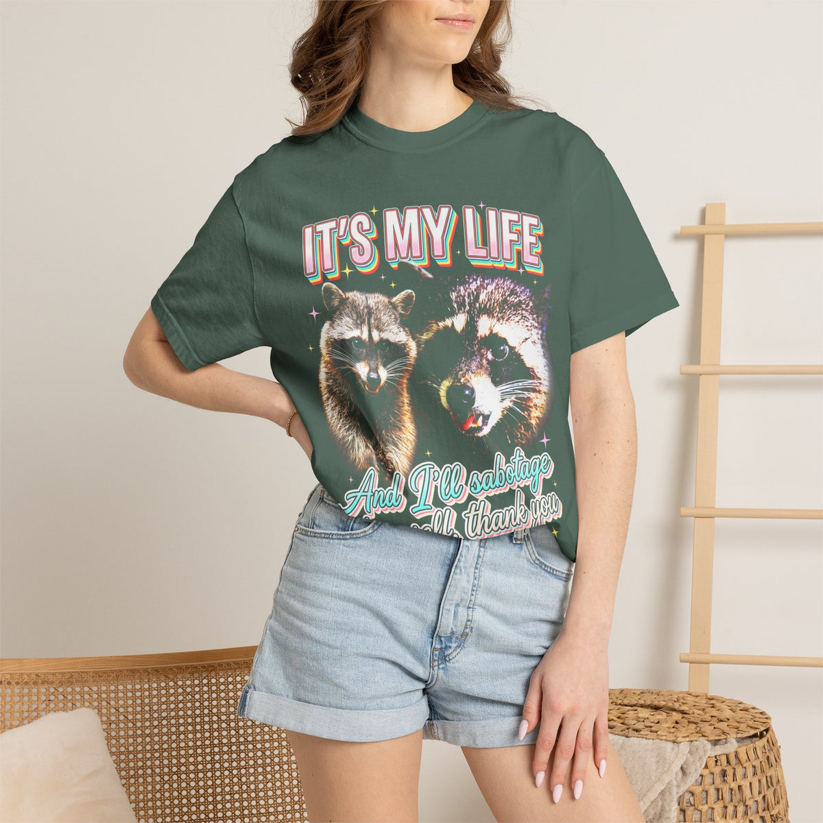 Its My Life Sabotage Myself Raccoon Classic Tee | Funny Meme