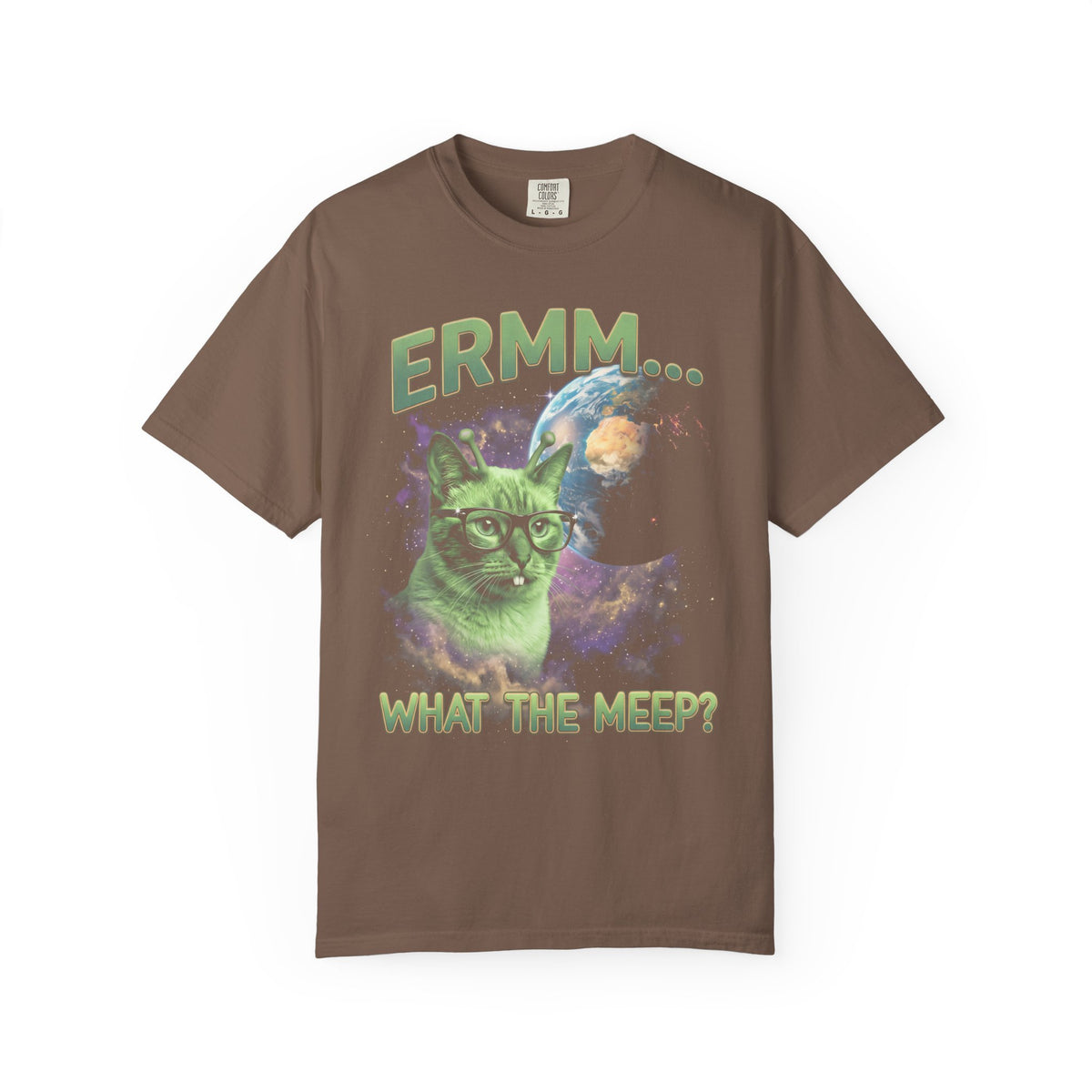 What The Meep Classic Tee | Green Alien Cat | Space Nebula