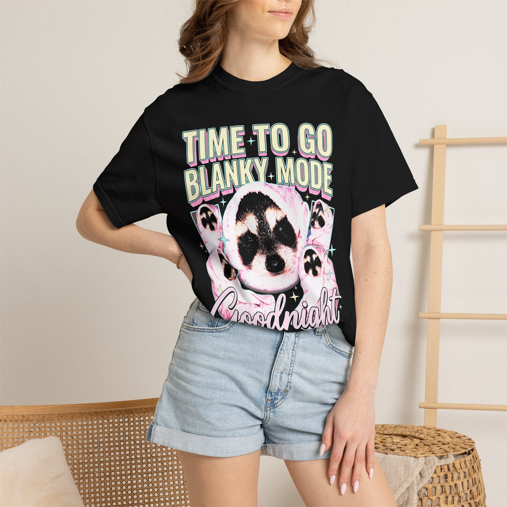 Time To Go Blanky Mode Raccoon T-Shirt - Funny 90s Graphic Tee