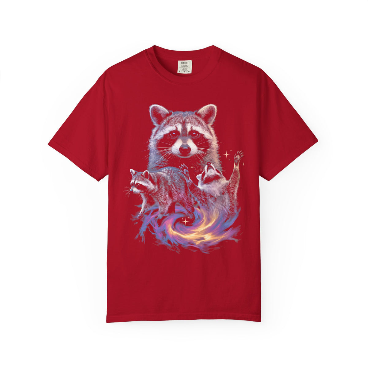 Cosmic Trio Raccoon Classic Tee | Galaxy Vortex | Psychedelic