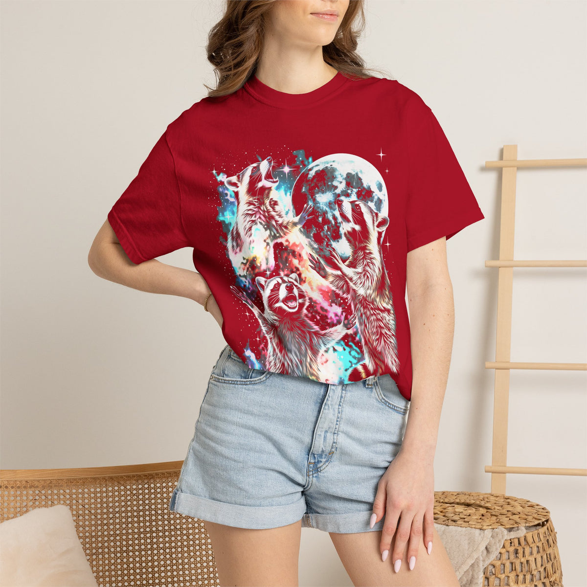 Space Raccoon Moon Classic Tee | Vintage Retro | Sci-Fi Gift