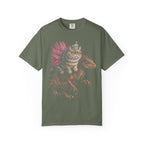 Cat Riding Raptor Classic Tee | Fantasy Dinosaur | Vintage Magic