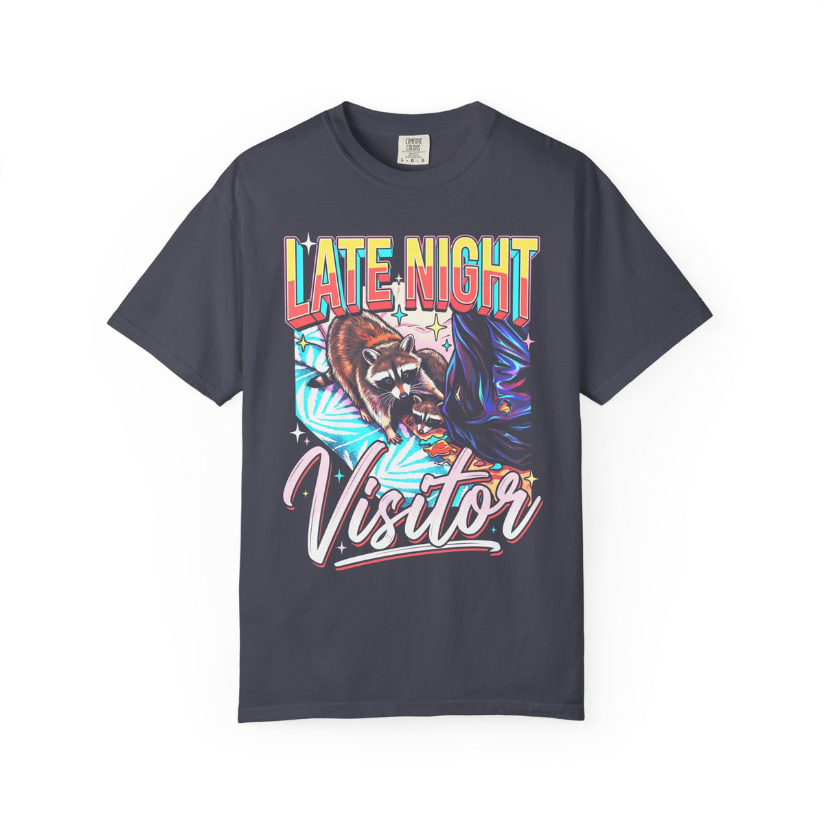 Late Night Visitor Raccoon Classic Tee | Retro Neon | Vintage