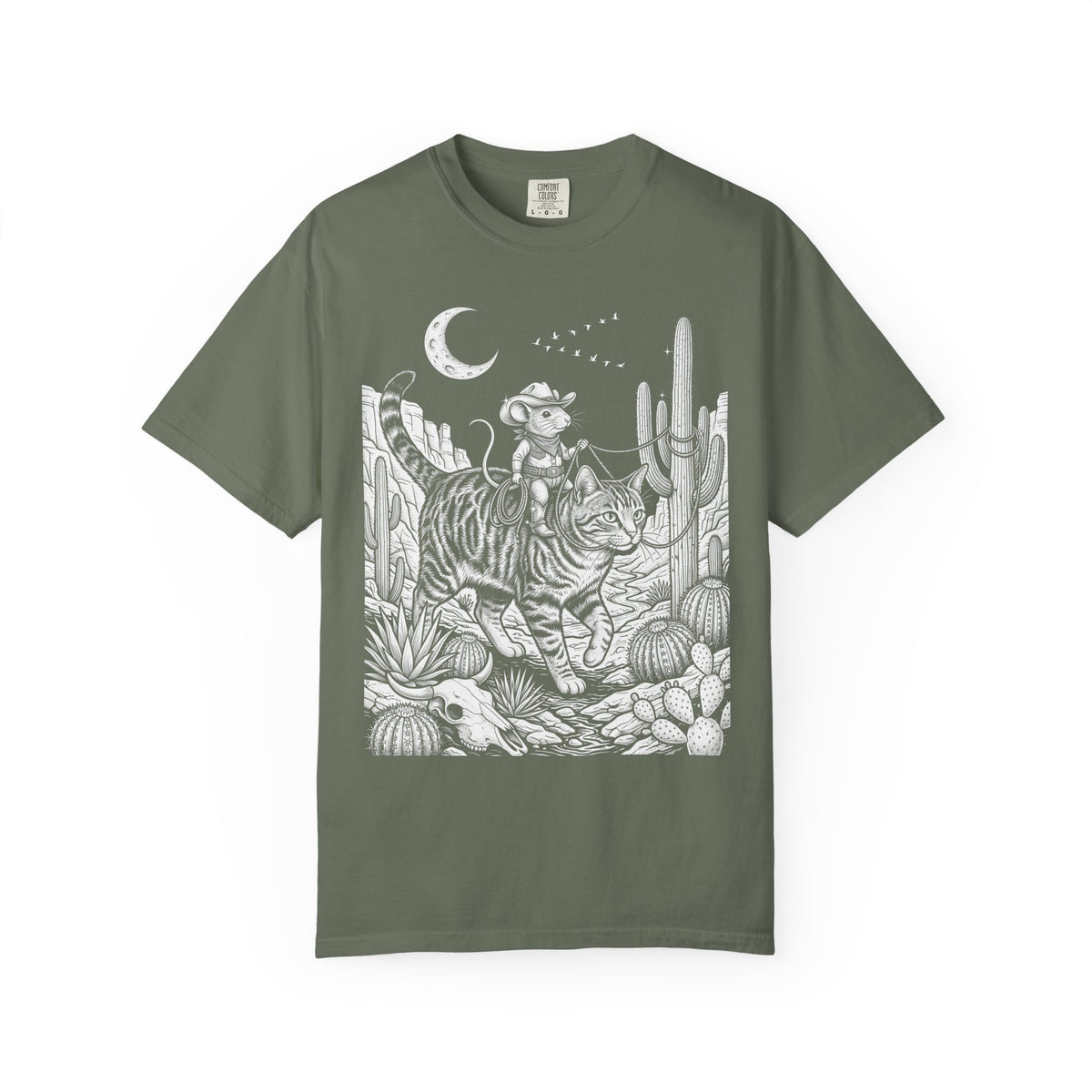 Cowboy Mouse Rodeo Classic Tee | Western Desert | Tabby Cat