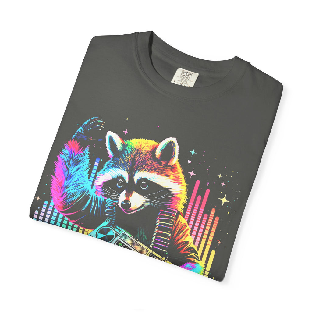 Neon DJ Raccoon Classic Tee | Synthwave Retro | Music Gift