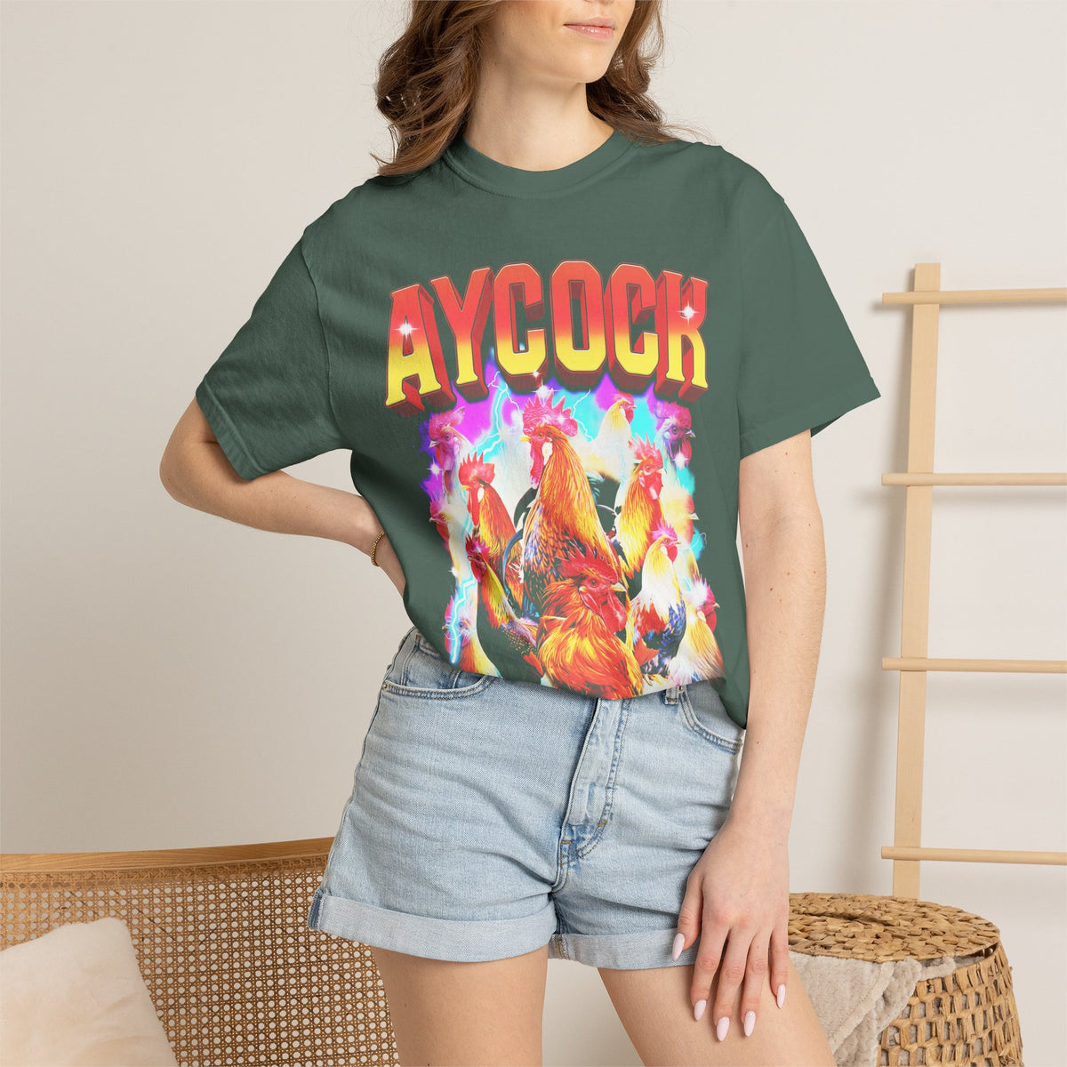 Aycock Vintage Rooster Classic Tee | 90s Chicken | Meme Gift