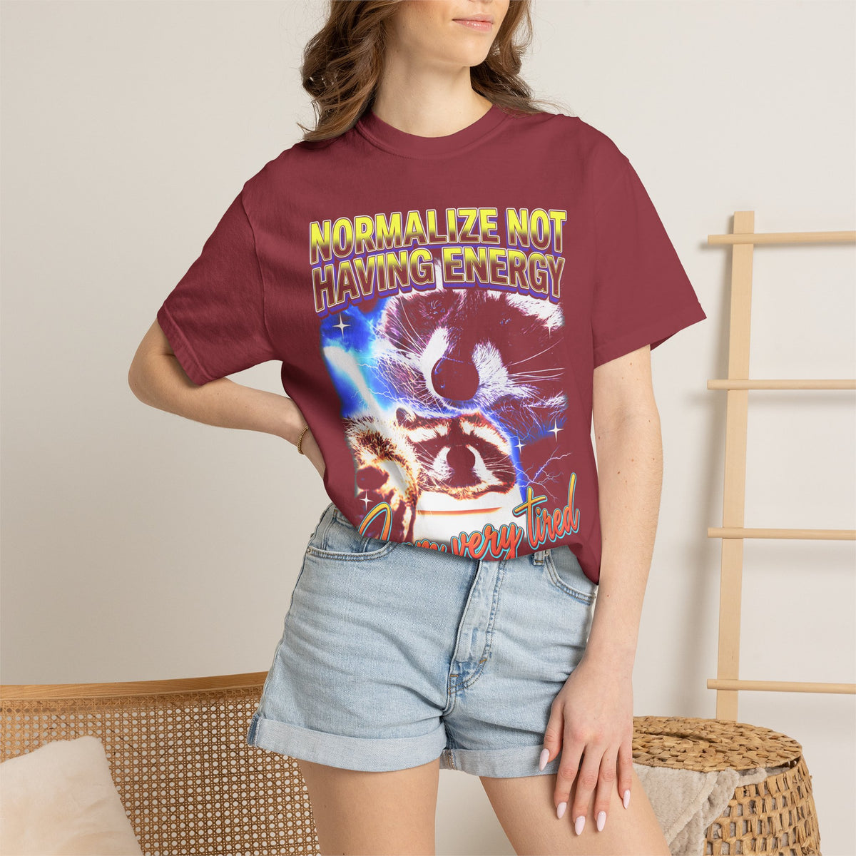 Normalize Not Having Energy Classic Tee | Tired Raccoon Meme