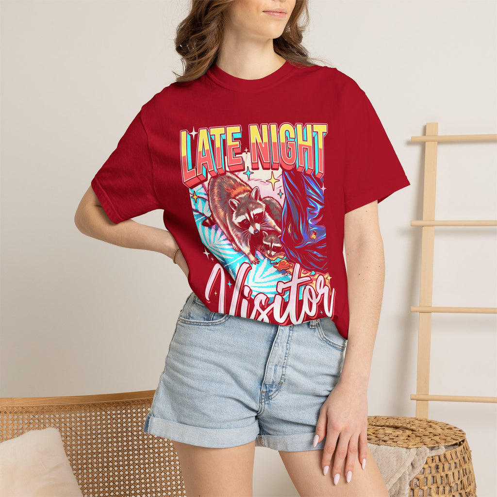 Late Night Visitor Raccoon Classic Tee | Retro Neon | Vintage