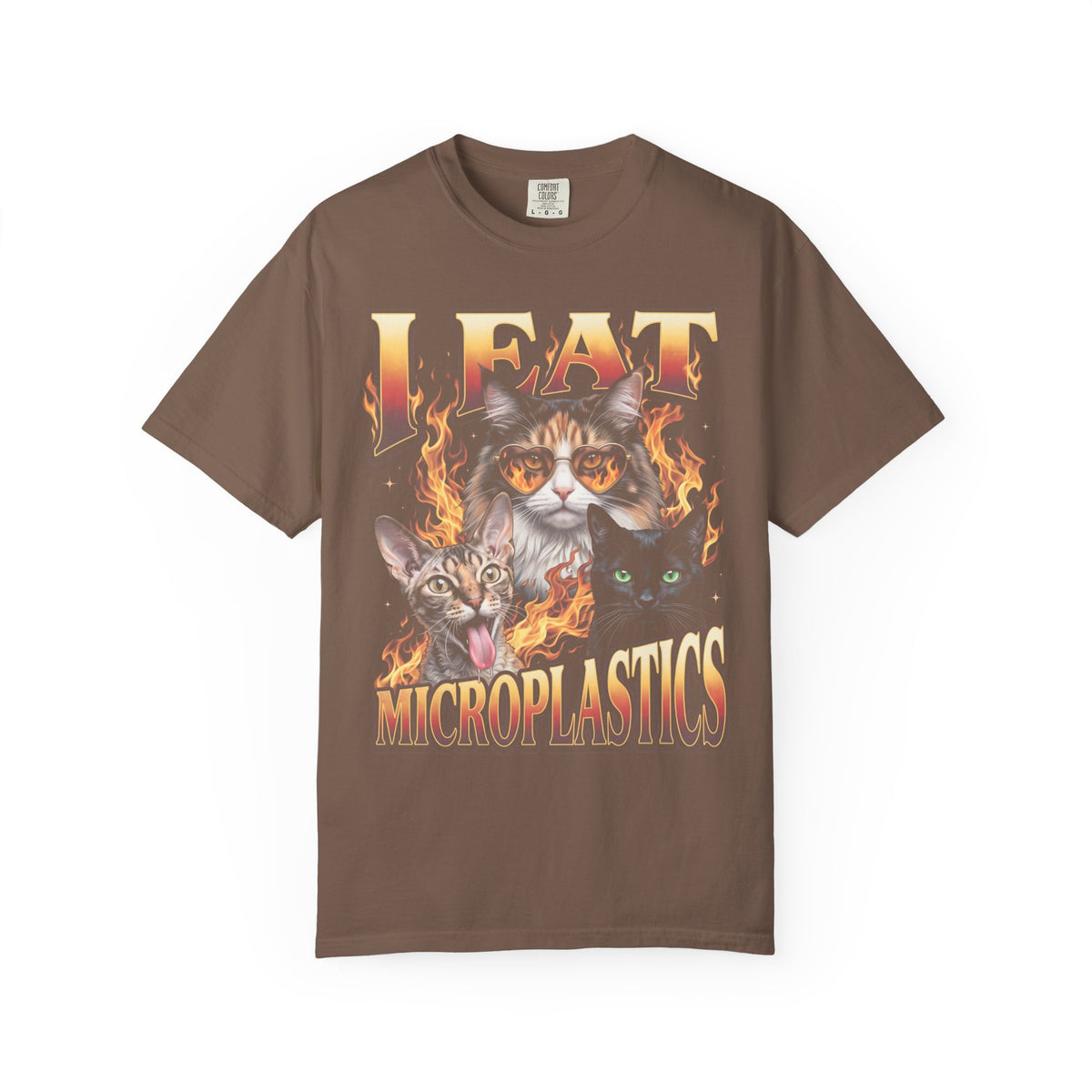 I Eat Microplastics Classic Tee | Funny Cat Meme | Fire Flames