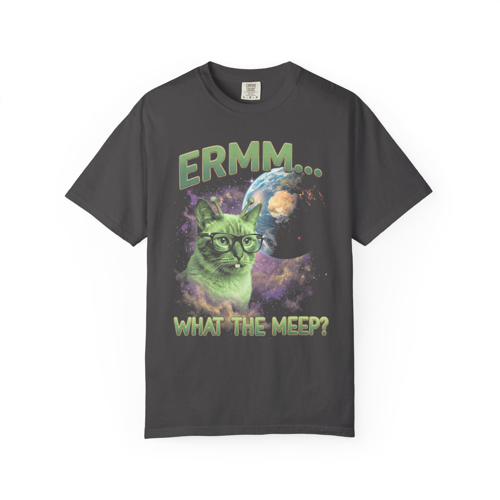 What The Meep Classic Tee | Green Alien Cat | Space Nebula
