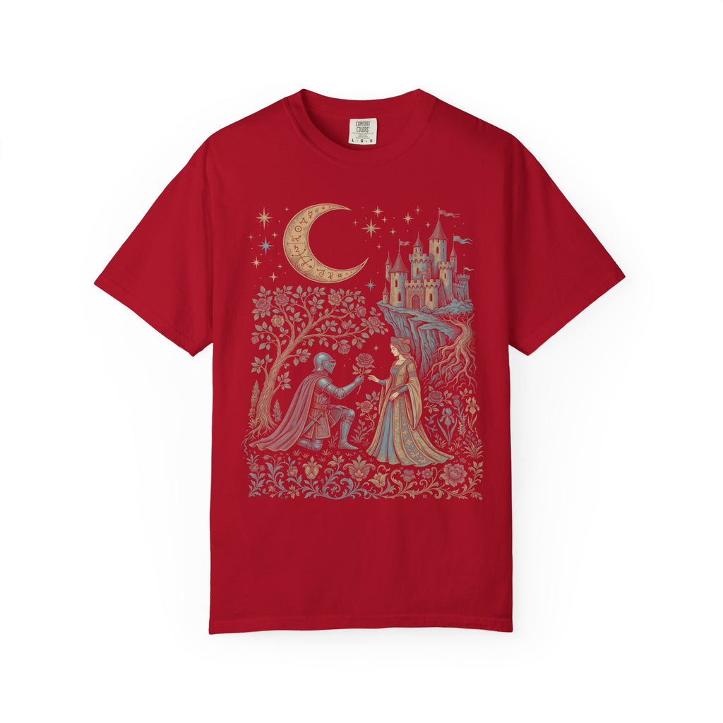 Medieval Knight And Lady Classic Tee | Vintage Romance | Castle Moon