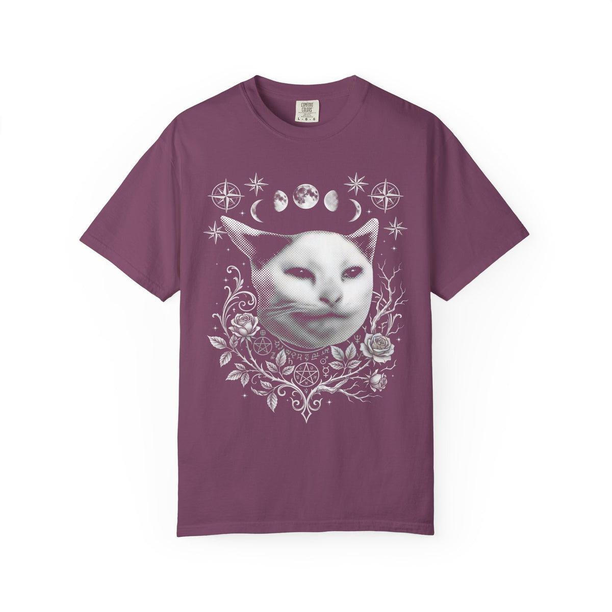 Split Face Cosmic Cat Classic Tee | Mystic Retro | Astro Art