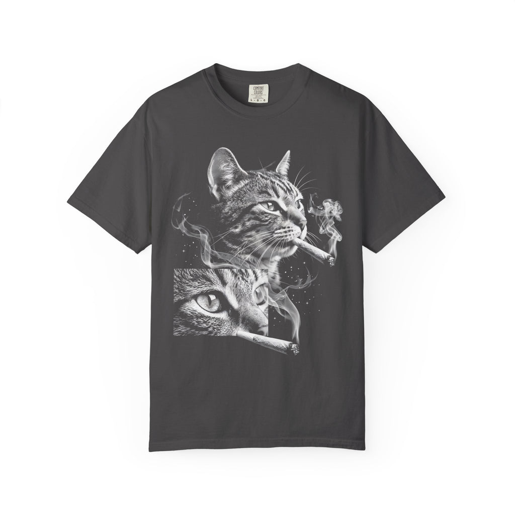Cosmic Smoking Cat Classic Tee | Noir Space Art | Vintage Smoke