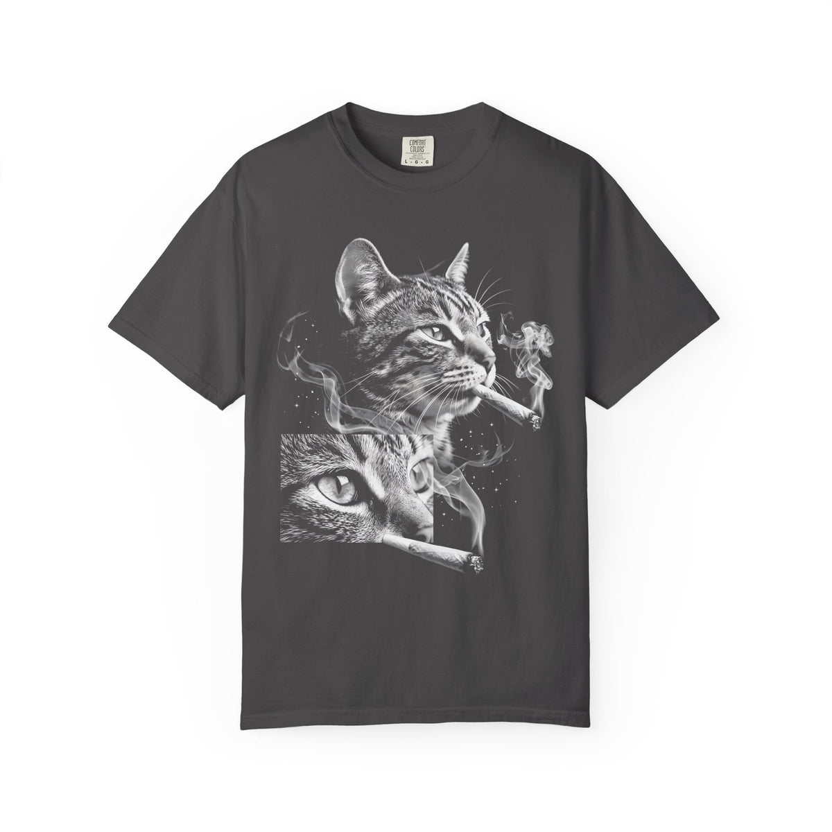 Cosmic Smoking Cat Classic Tee | Noir Space Art | Vintage Smoke