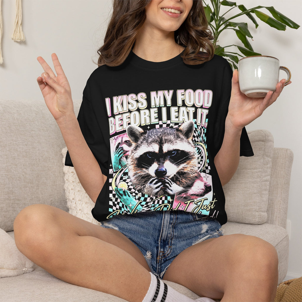 I Kiss My Food Before I Eat It Classic Tee | Raccoon Meme