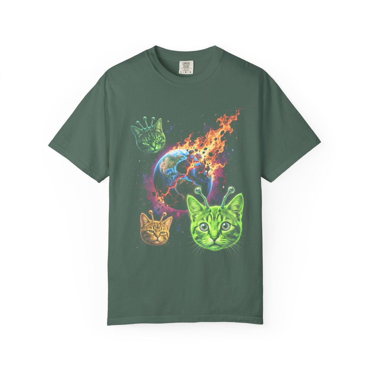 Alien Cat UFO Classic Tee | Mystery Space Art | Bowler Hat
