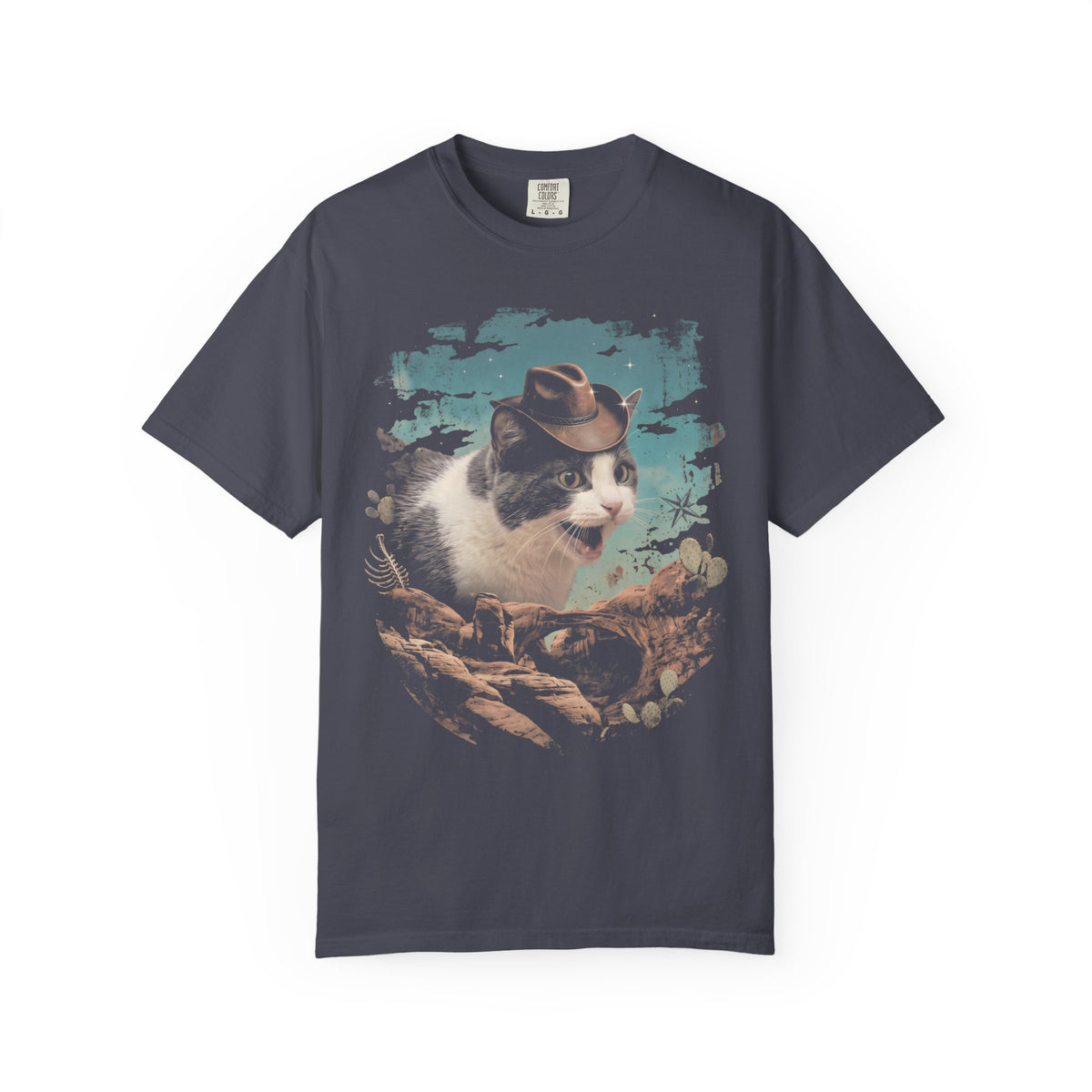 Screaming Meowboy Cat Classic Tee | Wild West Desert | Cactus