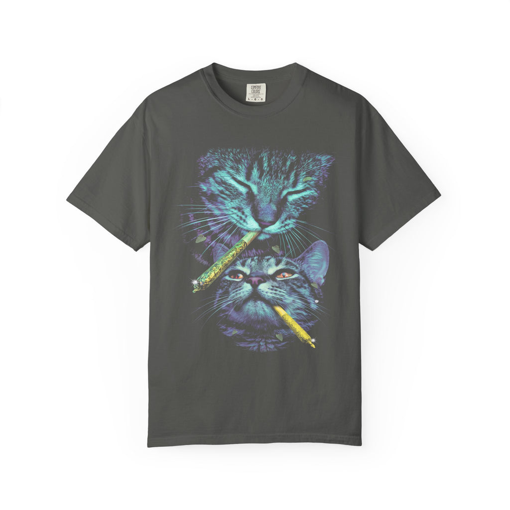 Stacked Cat Portraits Classic Tee | Neon Psychedelic Art