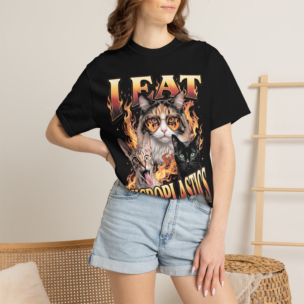 I Eat Microplastics Classic Tee | Funny Cat Meme | Fire Flames