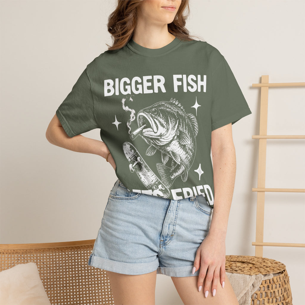 Bigger Fish Gets Fried Classic Tee | Funny Skater | Fish Meme