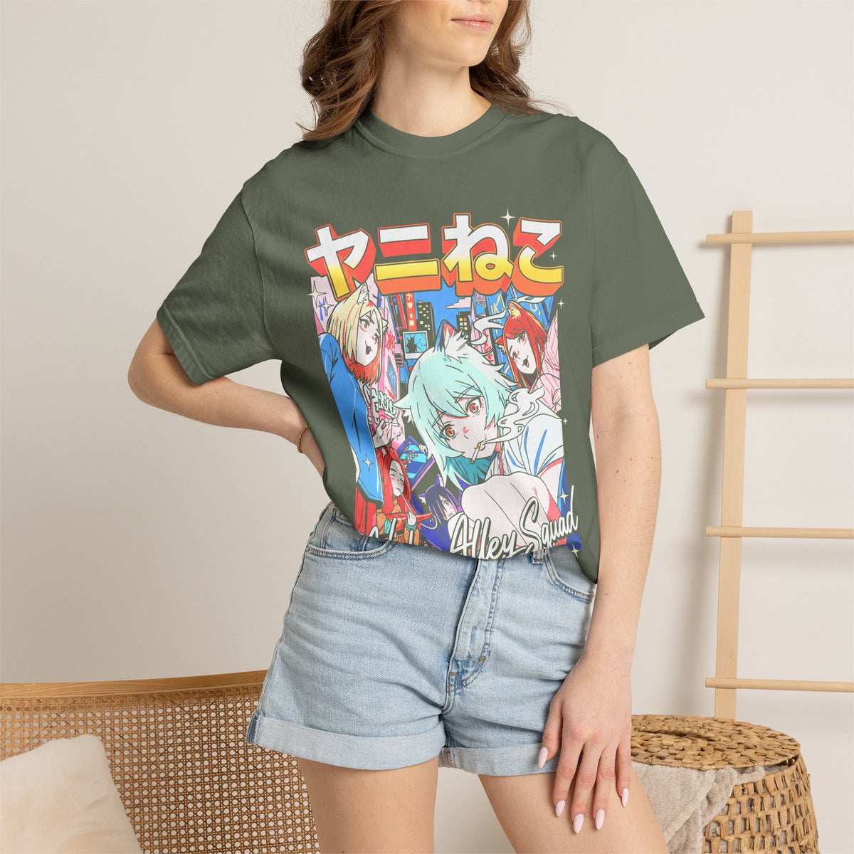 Neko Alley Squad Classic Tee | Anime Cat Girl | Retro Graphic