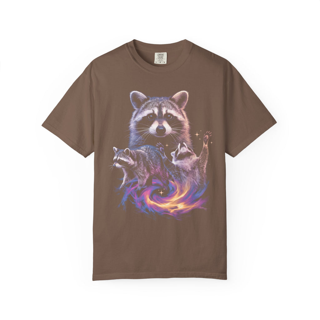 Cosmic Trio Raccoon Classic Tee | Galaxy Vortex | Psychedelic