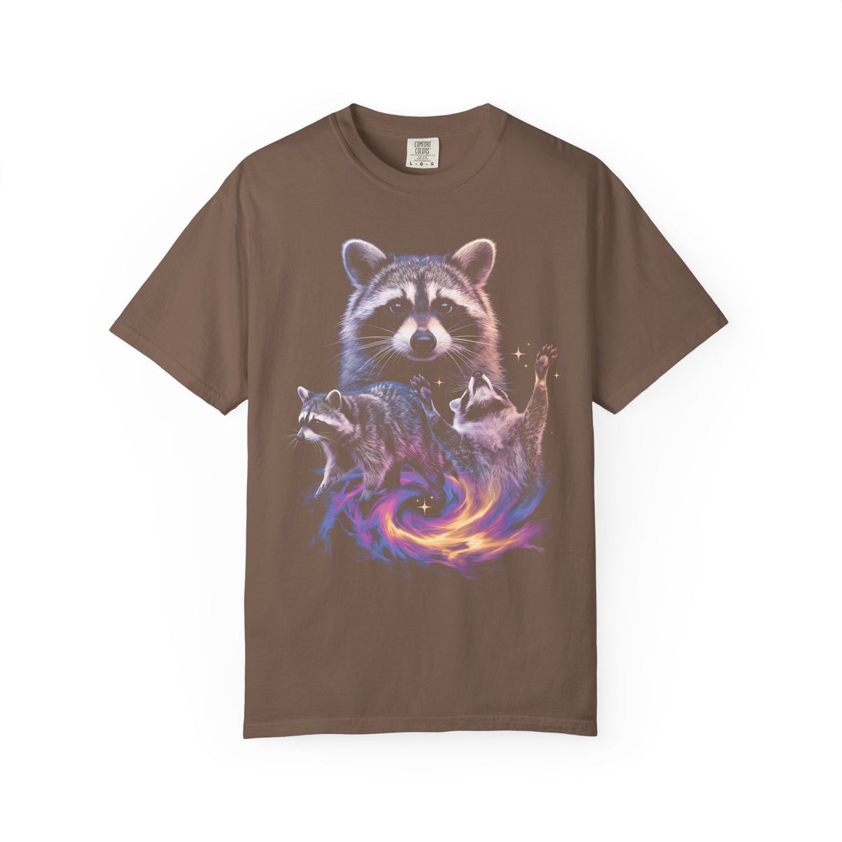 Cosmic Trio Raccoon Classic Tee | Galaxy Vortex | Psychedelic