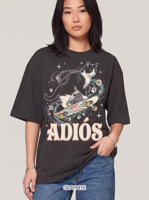 Adiós Tuxedo Cat Classic Tee | Space Feline | Cosmic Retro