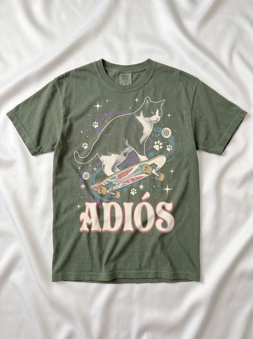 Adiós Tuxedo Cat Classic Tee | Space Feline | Cosmic Retro