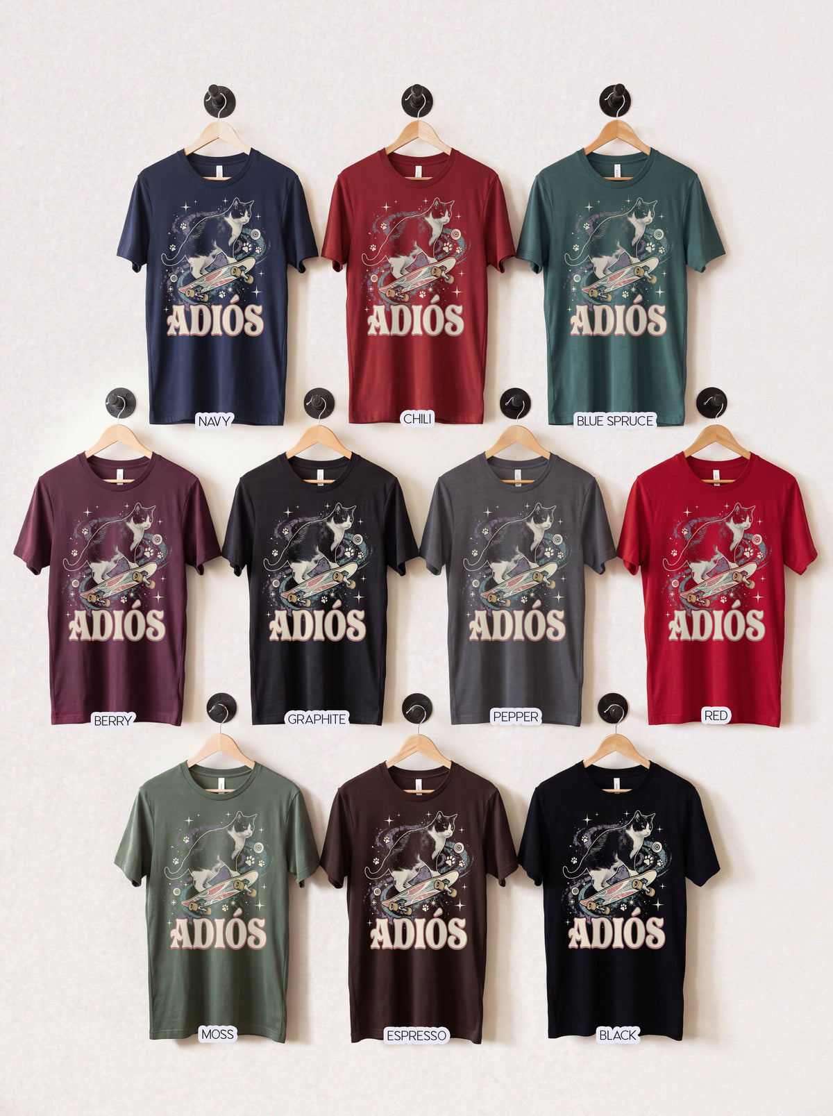 Adiós Tuxedo Cat Classic Tee | Space Feline | Cosmic Retro