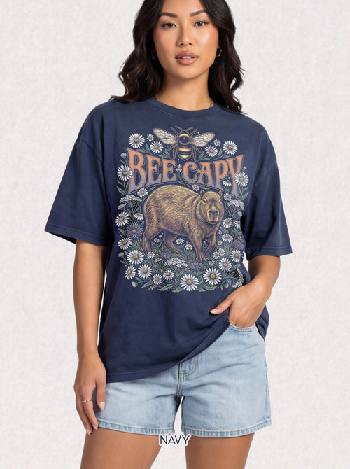 Bee Capy Classic Tee | Capybara Bumblebee | Floral Nature