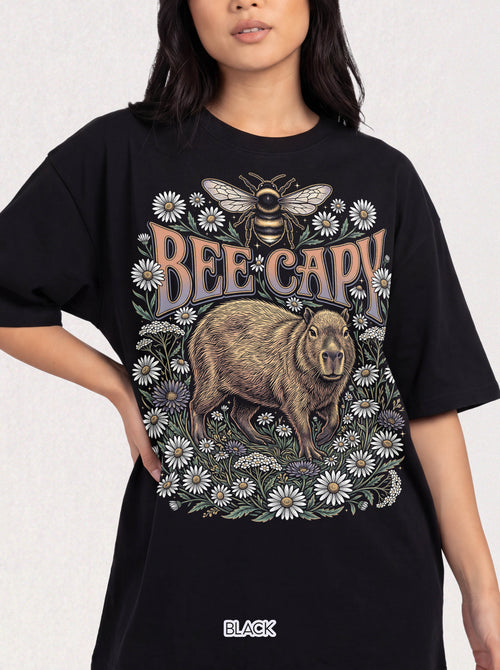 Bee Capy Classic Tee | Capybara Bumblebee | Floral Nature