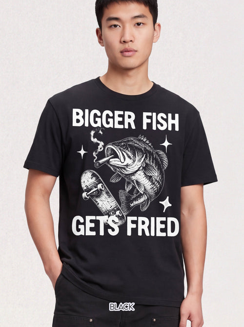 Bigger Fish Gets Fried Classic Tee | Funny Skater | Fish Meme