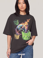 Alien Cat UFO Classic T-Shirt | Mystery Space Art Graphic Tee