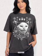 Split Face Cosmic Cat Classic Tee | Mystic Retro | Astro Art